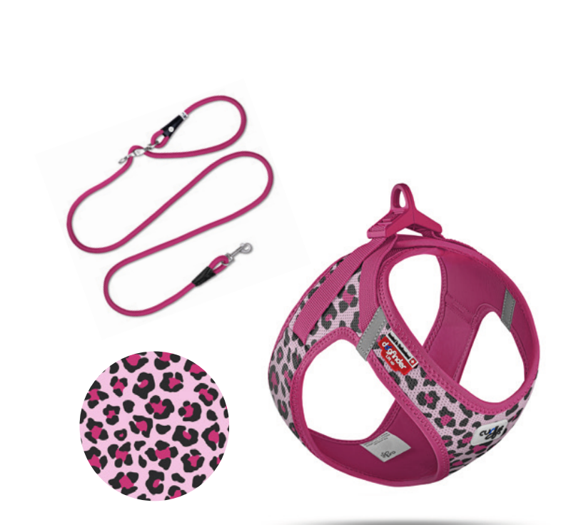 Curli Vest Harness Air-Mesh SE27 Leopard Magenta+ Leine  / Vorbestellung /Lieferrung ca. ende April 2027