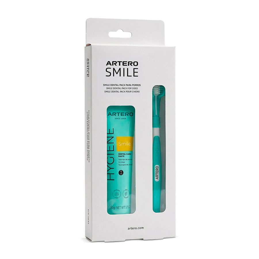 Artero Dental Pack – ein Set zum Reinigen der Zähne Ihres Hundes, eine Zahnbürste, eine Fingerkappe und Zahnpasta
