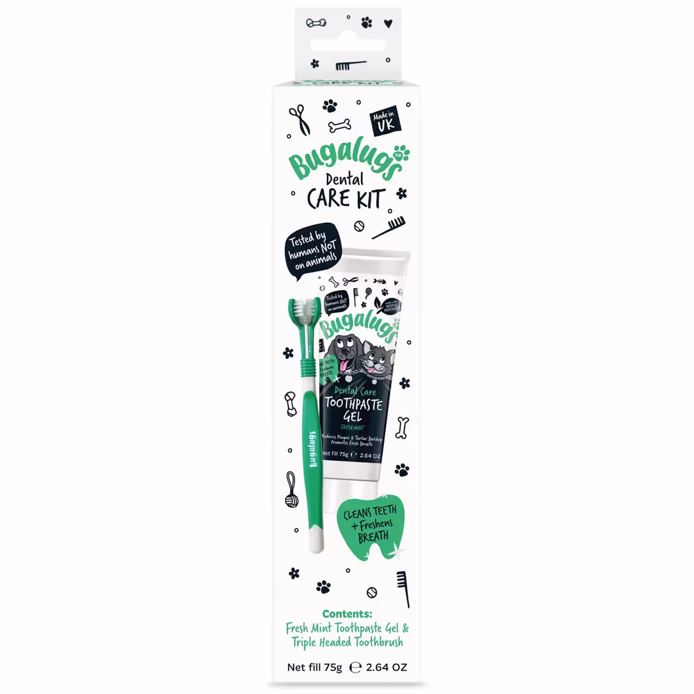 Bugalugs Dental Care Kit 75g / Zahnpasta mit Bürste, für Hunde und Katzen Minze
