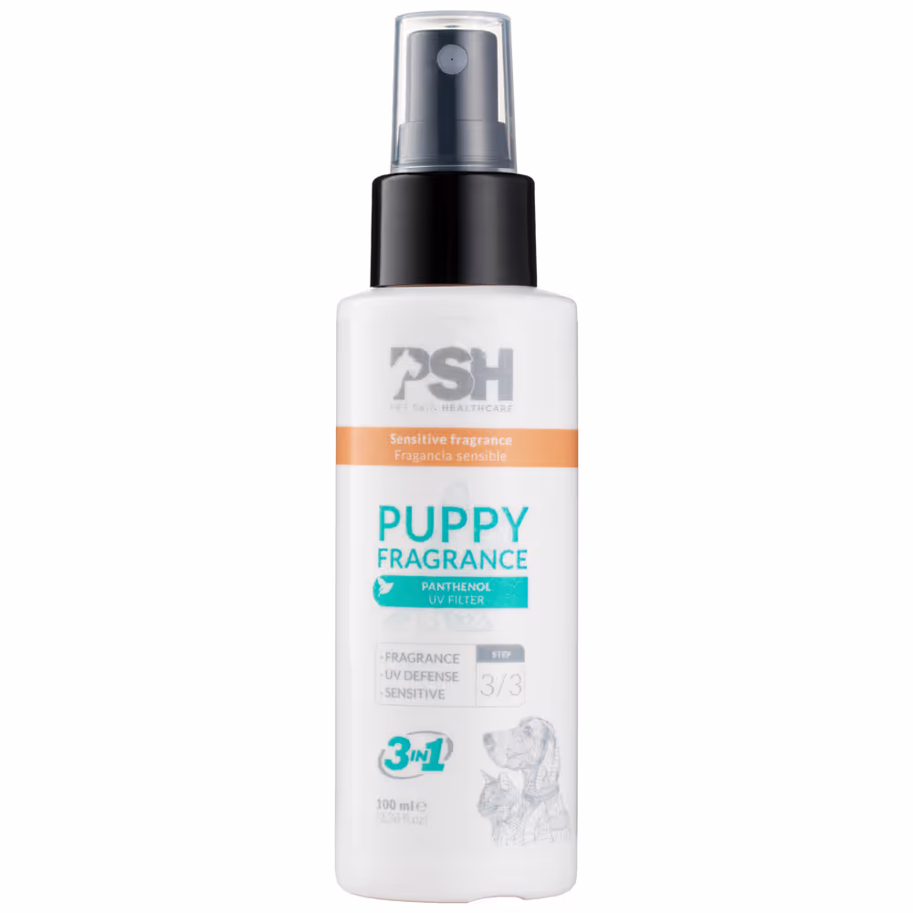 PSH Puppy 3-in-1 Hundeparfüm 100ml -Mildes Parfüm und Pflegespülung für Welpen und Kätzchen, mit Sonnenschutz