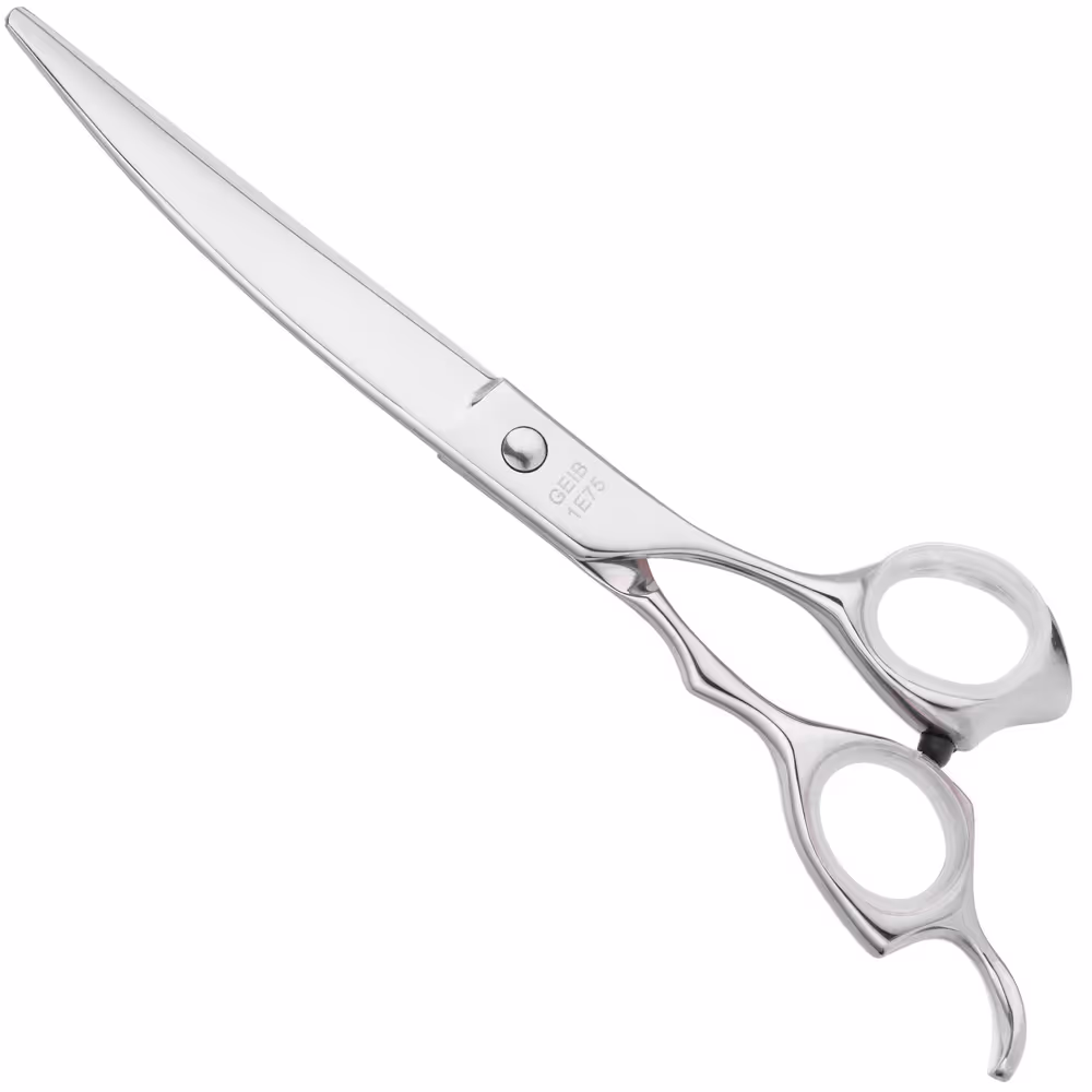 Geib Kiss Silver Pink gebogene Schere – hochwertige gebogene Schere mit Mikroschliff