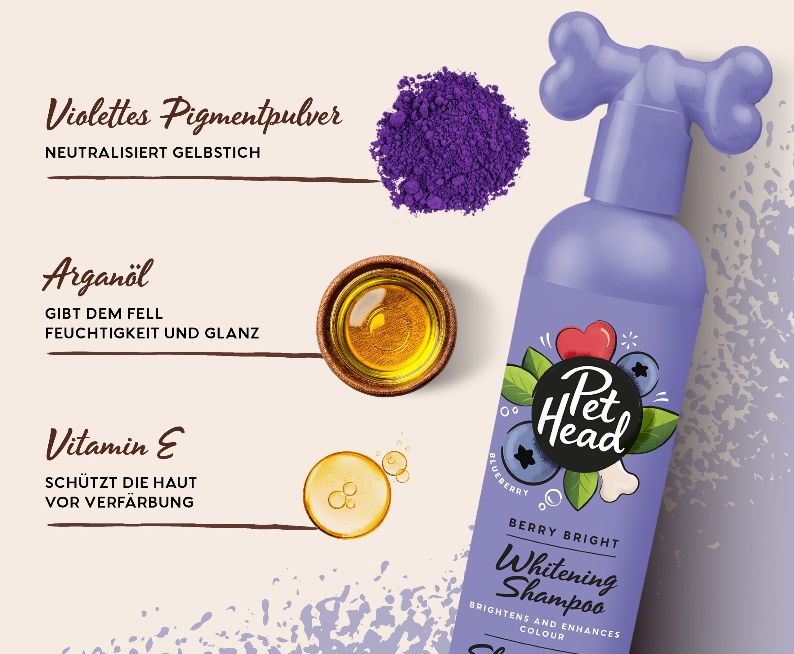 Pet Head Berry Bright Shampoo 300ml für weißes und helles Fell
