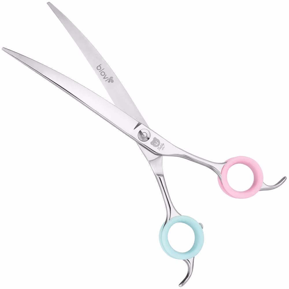 Blovi Teddy Line gebogene Schere 7,5" – stark gebogene Grooming-Schere, japanischer Stahl