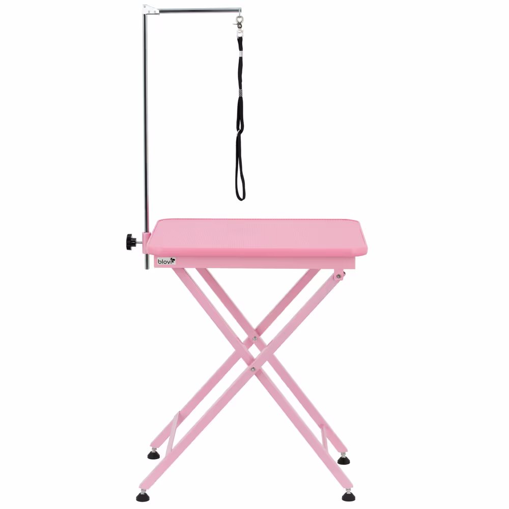 Blovi X-Shape Competition-Tisch 60 x 45 cm – klappbarer Trimmtisch in Pink
