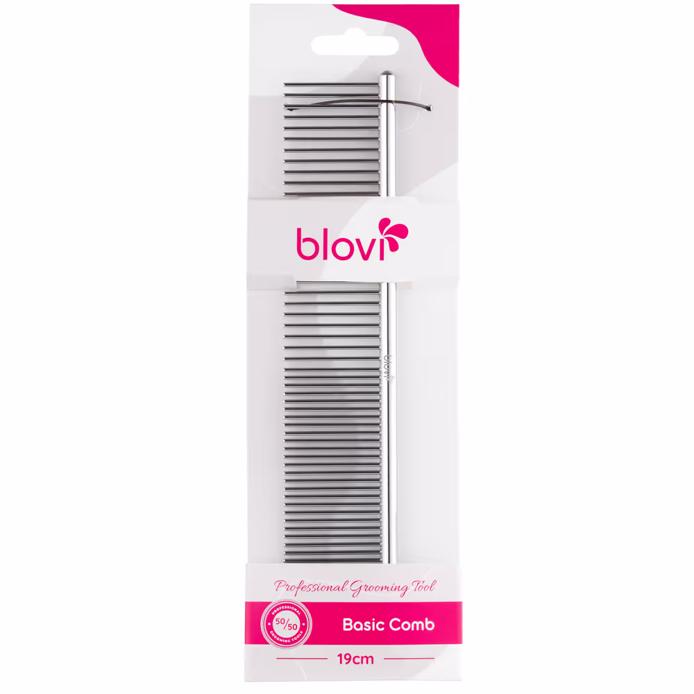 Blovi Basic Comb 19cm - Metall-Hundekamm, gemischter Stiftabstand (50:50)