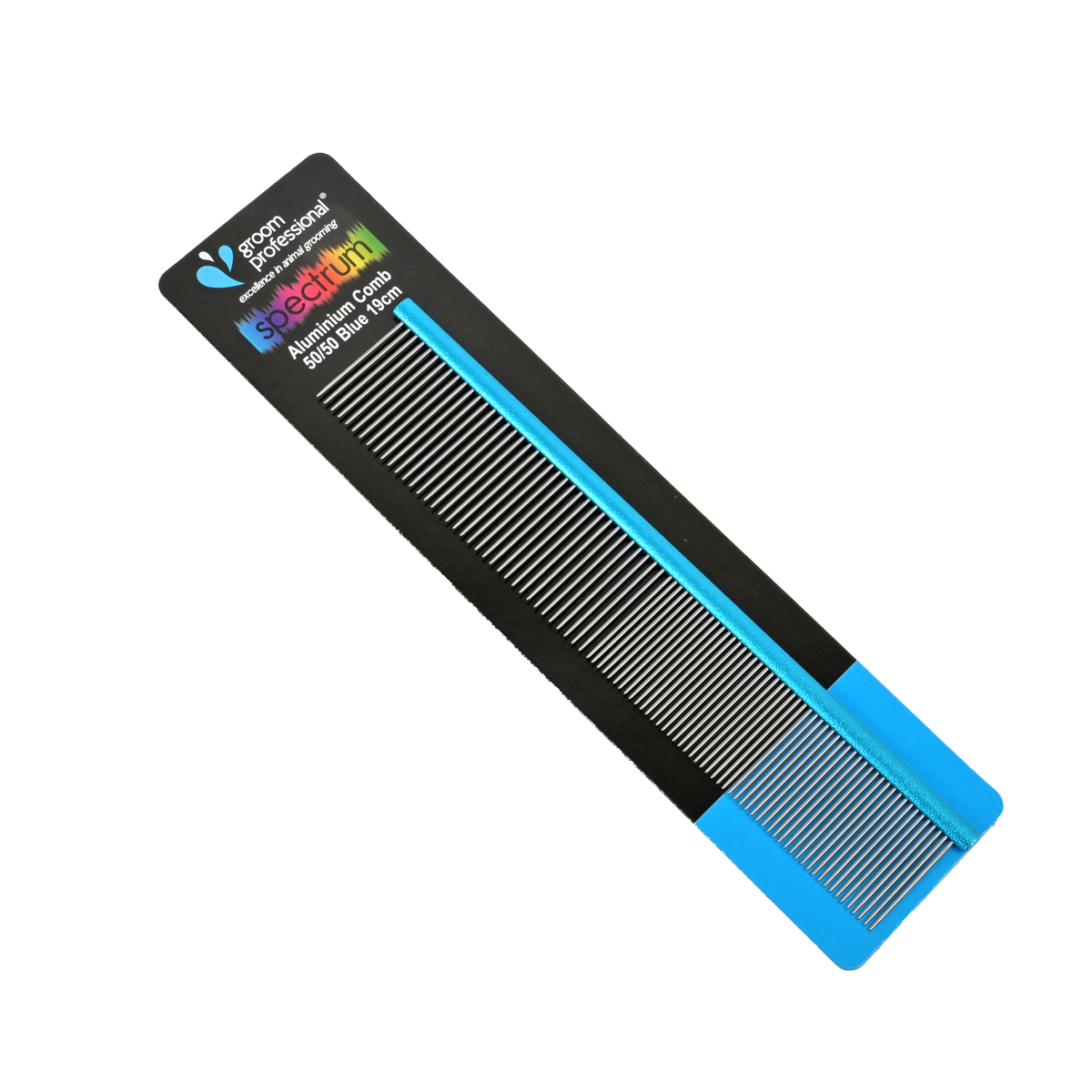 Groom Professional Spectrum Aluminium Kamm  50/50 blau 19cm