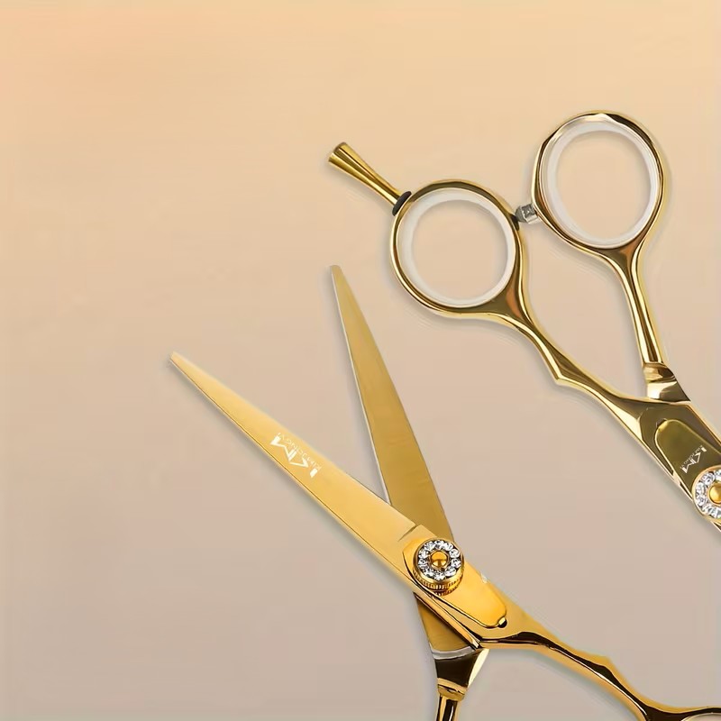 Professionelle gerade Schere mit Goldfinish 17 cm